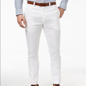 Men Calvin Klein White Linen Dress Pants